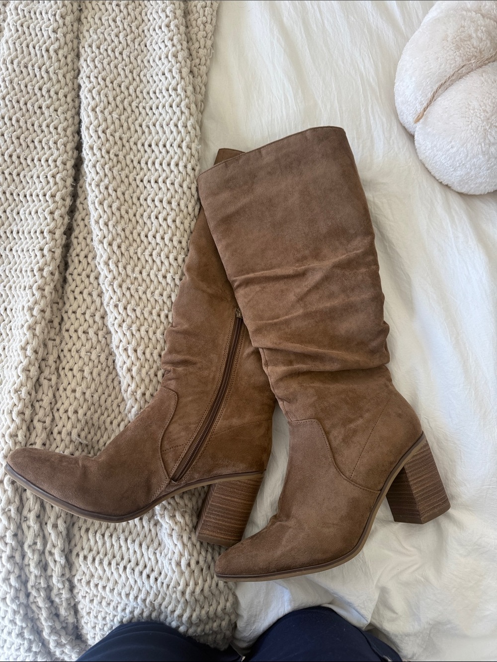 Universal Thread Brown Suede Mid-Calf Block Heel Boots